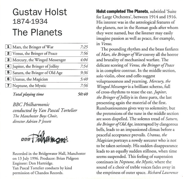 Gustav Holst - BBC Philharmonic, Yan Pascal Tortelier - The Planets (CD) (Near Mint (NM or M-)) - Image 2