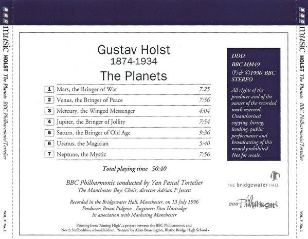 Gustav Holst - BBC Philharmonic, Yan Pascal Tortelier - The Planets (CD) (Near Mint (NM or M-)) - Image 3