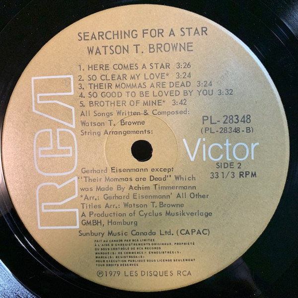 Watson T. Browne - Searching For A Star (LP, Album) (Mint (M)) - Image 4