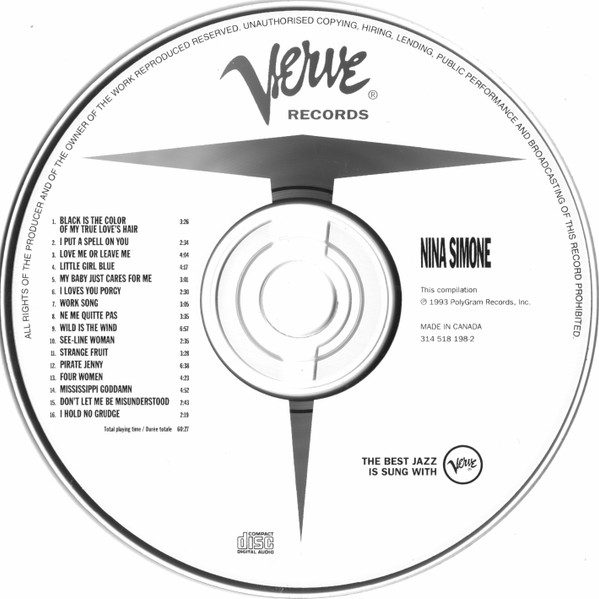 Nina Simone - Verve Jazz Masters 17 (CD, Comp, Mono) (Near Mint (NM or M-)) - Image 3