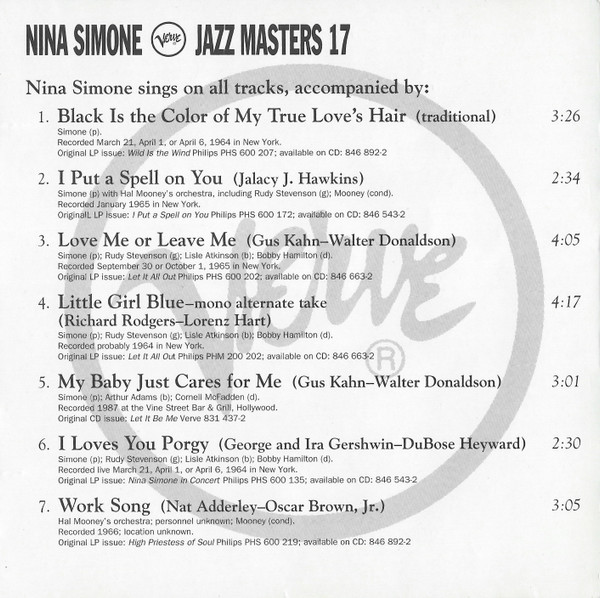 Nina Simone - Verve Jazz Masters 17 (CD, Comp, Mono) (Near Mint (NM or M-)) - Image 5