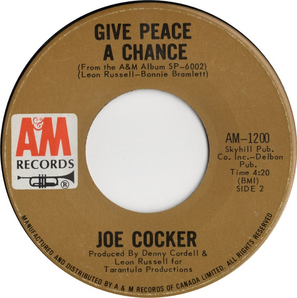 Joe Cocker - Cry Me A River / Give Peace A Chance (7", Single) (Near Mint (NM or M-)) - Image 2