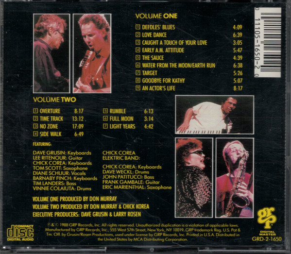 Dave Grusin / Lee Ritenour / Chick Corea / Diane Schuur / Tom Scott - GRP Super Live In Concert (2xCD, Album) (Near Mint (NM or M-)) - Image 2