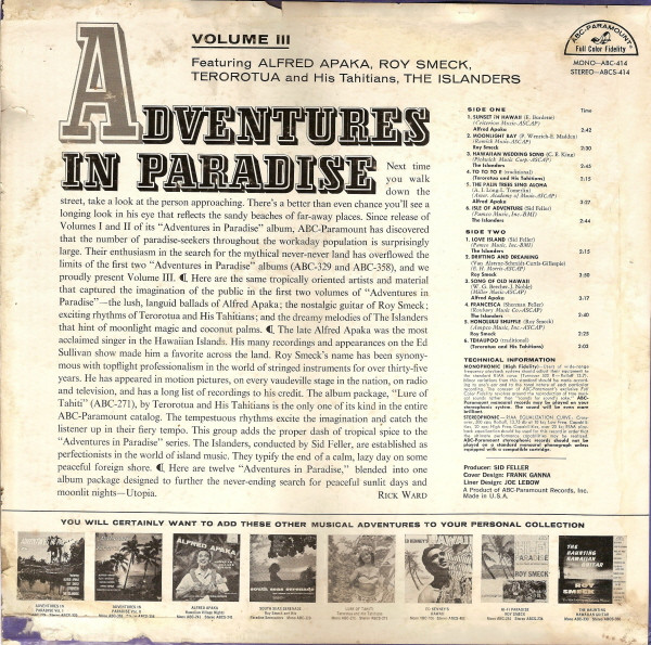 Various - Adventures In Paradise Volume 3 (LP, Comp) (Mint (M)) - Image 2