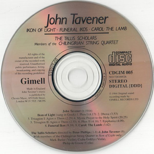 John Tavener, The Tallis Scholars, Chilingirian String Quartet - Ikon Of Light / Funeral Ikos / Carol: The Lamb (CD) (Near Mint (NM or M-)) - Image 3