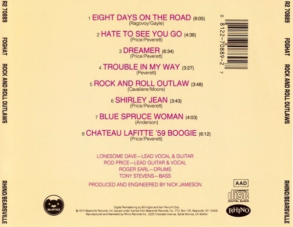 Foghat - Rock And Roll Outlaws (CD, Album, RE, RM) (Near Mint (NM or M-)) - Image 3
