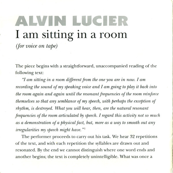 Alvin Lucier - I Am Sitting In A Room (CD, Album, RE) (Near Mint (NM or M-)) - Image 5