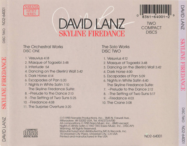 David Lanz - Skyline Firedance (2xCD, Album) (Near Mint (NM or M-)) - Image 2