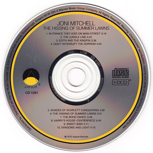 Joni Mitchell - The Hissing Of Summer Lawns (HDCD, Album, RE, RM, RP) (Mint (M)) - Image 4