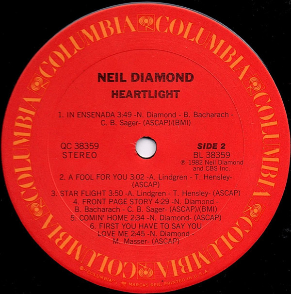 Neil Diamond - Heartlight (LP, Album, Car) (Mint (M)) - Image 4