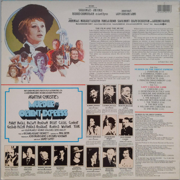 Richard Rodney Bennett - Agatha Christie's Murder On The Orient Express (Original Soundtrack Recording) (LP) (Mint (M)) - Image 2