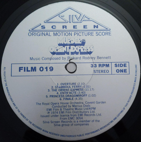 Richard Rodney Bennett - Agatha Christie's Murder On The Orient Express (Original Soundtrack Recording) (LP) (Mint (M)) - Image 3