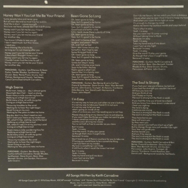 Keith Carradine - I'm Easy (LP, Album) (Mint (M)) - Image 5