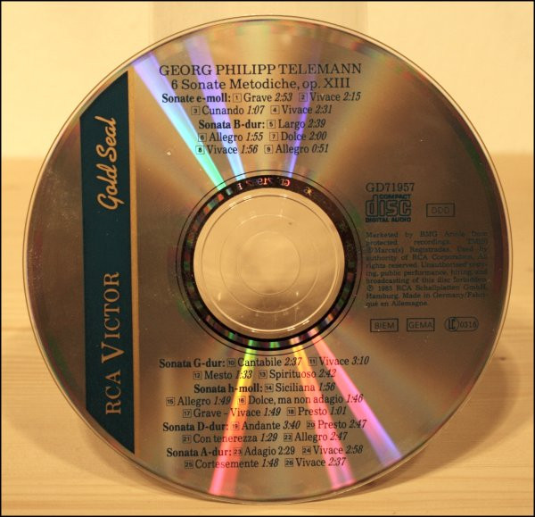 Georg Philipp Telemann - Frans Brüggen • Han De Vries • Anner Bylsma • Wouter Möller • Bob Van Asperen • Gustav Leonhardt - 6 Sonate Metodiche (CD, Comp) (Near Mint (NM or M-)) - Image 3