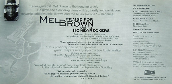 Mel Brown And The Homewreckers - Homewreckin' Done Live (CD, Album) (Near Mint (NM or M-)) - Image 2