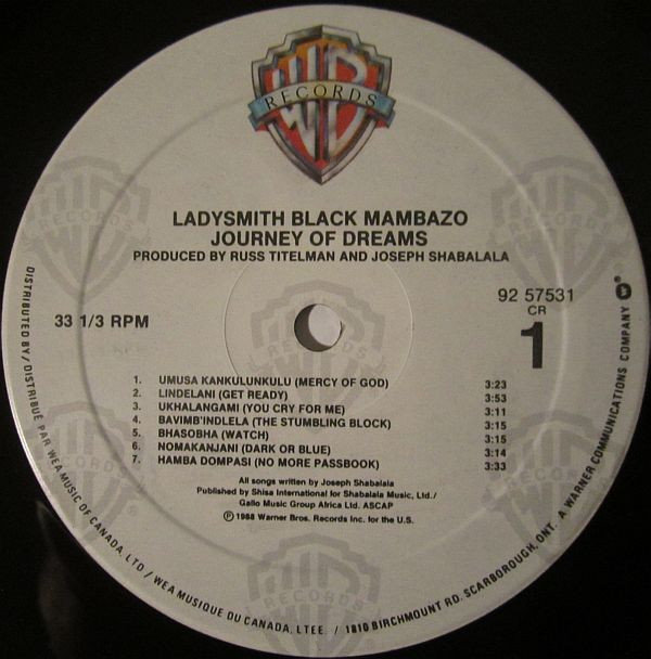 Ladysmith Black Mambazo - Journey Of Dreams (LP, Album) (Mint (M)) - Image 3