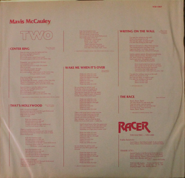 Mavis McCauley - Racer (LP, Album) (Mint (M)) - Image 3