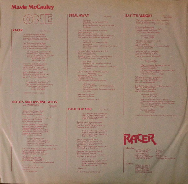 Mavis McCauley - Racer (LP, Album) (Mint (M)) - Image 4