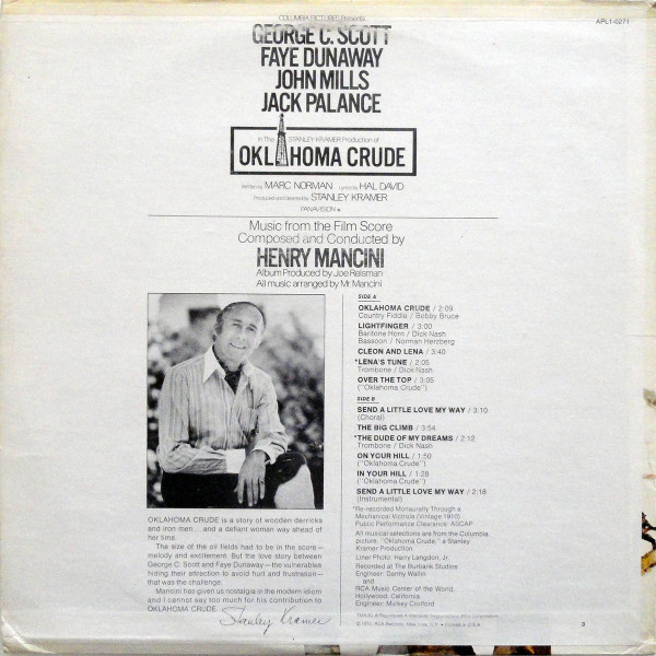 Henry Mancini - Oklahoma Crude (Music From The Film Score) (LP, Album) (Mint (M)) - Image 2