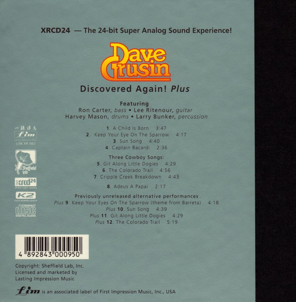 Dave Grusin - Discovered Again! Plus (XRCD, Album, RE, RM, Dig) (Near Mint (NM or M-)) - Image 2