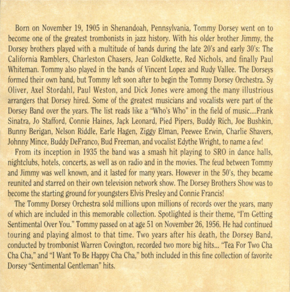 Tommy Dorsey And His Orchestra - Best Of Tommy Dorsey & His Orchestra (CD, Comp) (Near Mint (NM or M-)) - Image 2