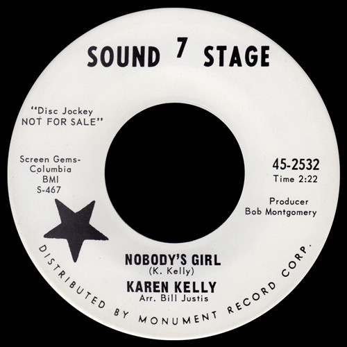 Karen Kelly - Nobody's Girl (7", Single, Promo) (Fair (F))