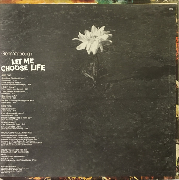 Glenn Yarbrough - Let Me Choose Life (LP, Album) (Mint (M)) - Image 2
