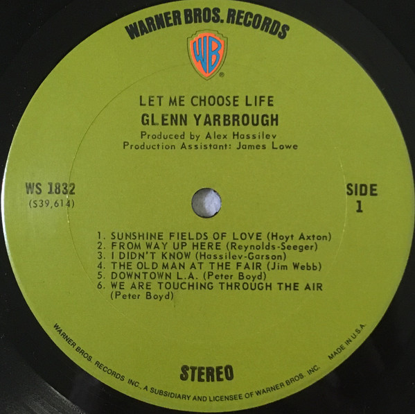 Glenn Yarbrough - Let Me Choose Life (LP, Album) (Mint (M)) - Image 3