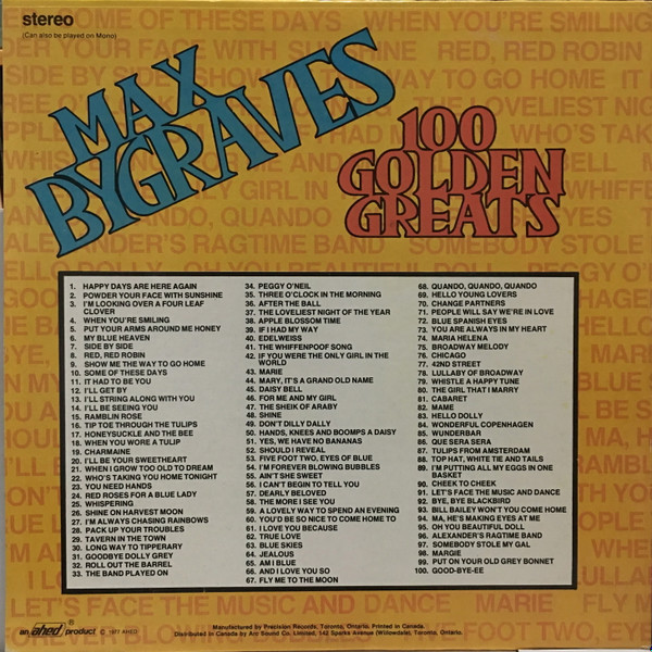 Max Bygraves - 100 Golden Greats (2xLP, Comp) (Mint (M)) - Image 2