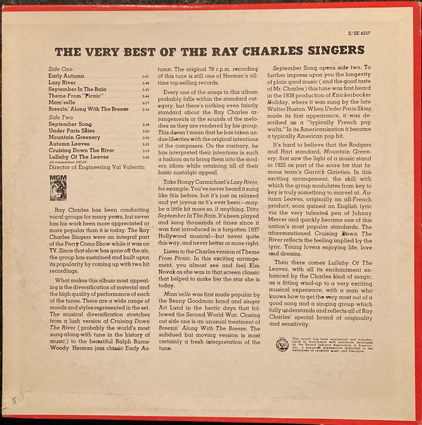 The Ray Charles Singers - The Very Best Of The Ray Charles Singers (LP, Comp) (Mint (M)) - Image 2