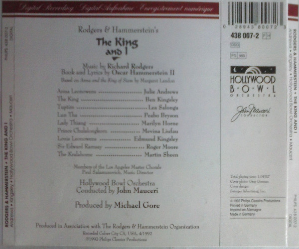 Julie Andrews, Ben Kingsley, Lea Salonga, Peabo Bryson And Marilyn Horne, Hollywood Bowl Orchestra, John Mauceri - Rodgers & Hammerstein's The King And I (CD, Album) (Near Mint (NM or M-)) - Image 3