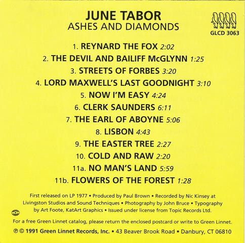 June Tabor - Ashes And Diamonds (CD, Album, RE) (Near Mint (NM or M-)) - Image 4