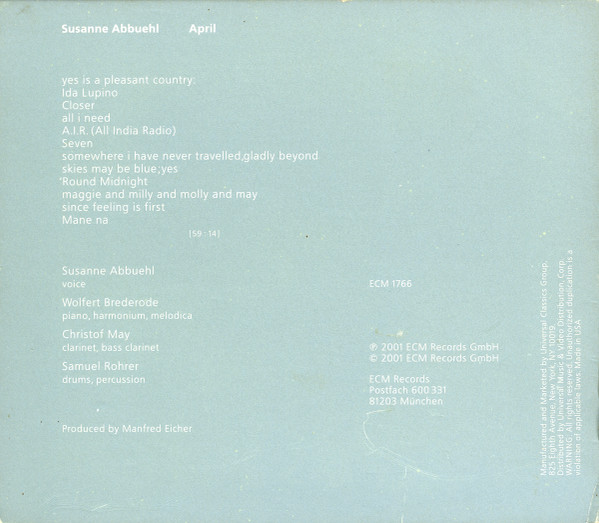 Susanne Abbuehl - April (CD, Album) (Near Mint (NM or M-)) - Image 2