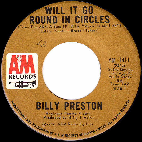 Billy Preston - Will It Go Round In Circles (7", Single) (Near Mint (NM or M-))