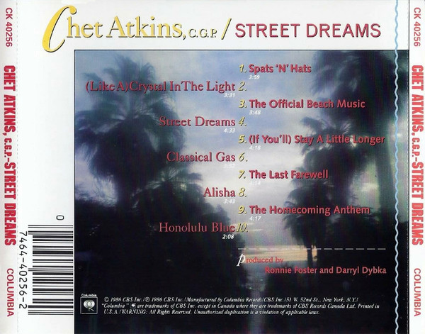 Chet Atkins - Street Dreams (CD, Album) (Near Mint (NM or M-)) - Image 2