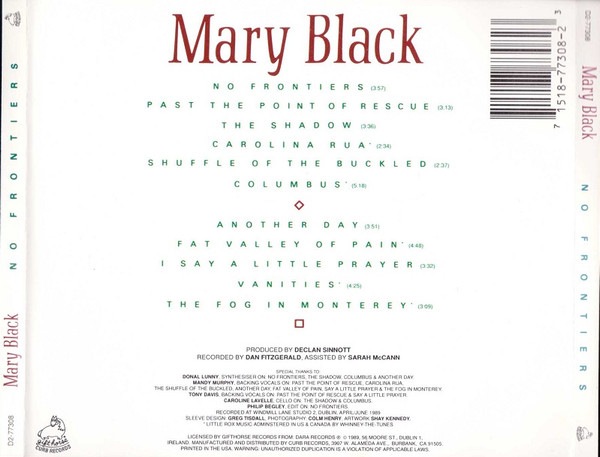 Mary Black - No Frontiers (CD, Album) (Near Mint (NM or M-)) - Image 2