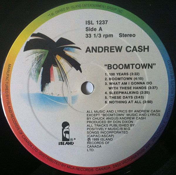 Andrew Cash - Boomtown (LP, Album) (Mint (M)) - Image 3