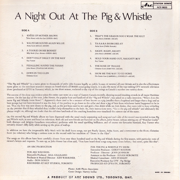 Various - A Night Out At The Pig And Whistle (LP, Album) (Mint (M)) - Image 2