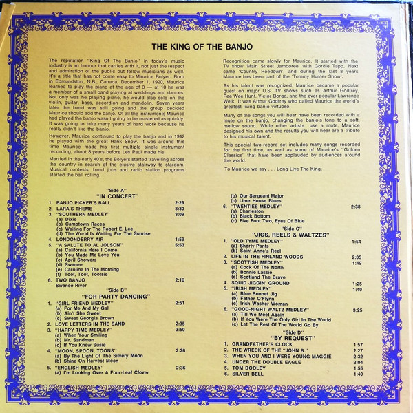 Maurice Bolyer - Golden Banjo Classics (2xLP) (Mint (M)) - Image 3