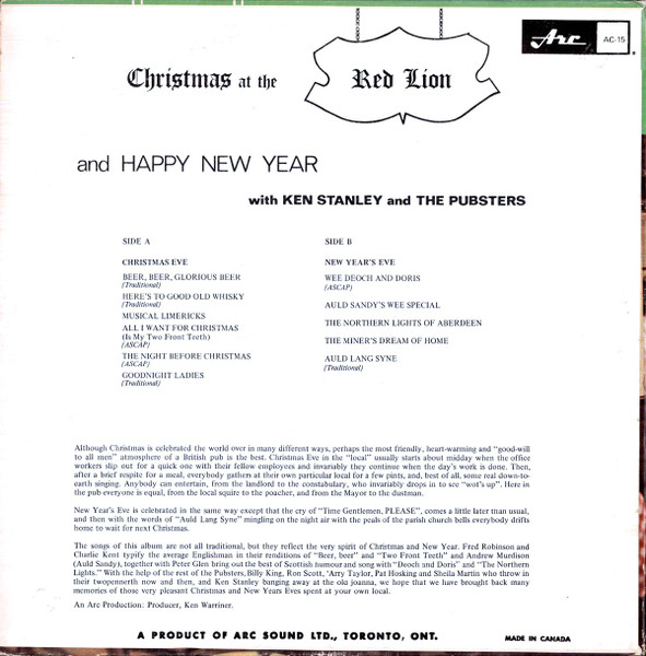 Ken Stanley And The Pubsters - Christmas At The Red Lion and a Happy New Year too... (LP) (Mint (M)) - Image 2