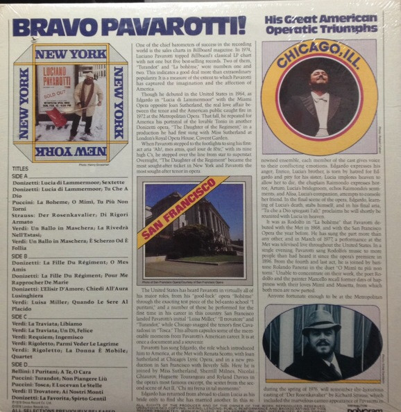 Luciano Pavarotti - Bravo Pavarotti (2xLP, Comp) (Mint (M)) - Image 2