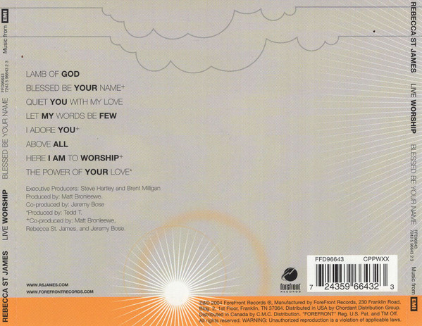 Rebecca St. James - Live Worship: Blessed Be Your Name (CD, Album) (Mint (M)) - Image 3
