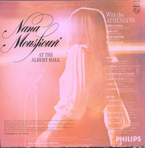 Nana Mouskouri With Les Athéniens - Nana Mouskouri At The Albert Hall (LP, Album) (Mint (M)) - Image 2