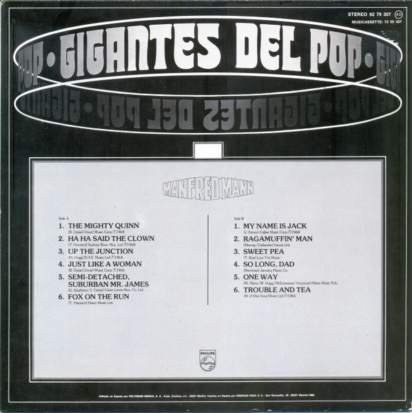 Manfred Mann - Gigantes Del Pop Vol. 36 (LP, Comp, RE) (Mint (M)) - Image 2