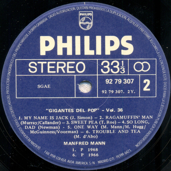 Manfred Mann - Gigantes Del Pop Vol. 36 (LP, Comp, RE) (Mint (M)) - Image 4