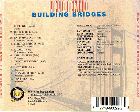 Memo Acevedo - Building Bridges (CD, Album) (Near Mint (NM or M-)) - Image 2