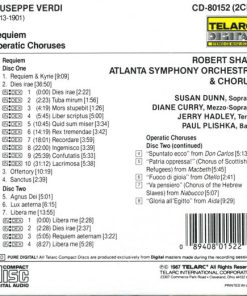 Alternative view of Giuseppe Verdi - Susan Dunn, Diane Curry, Jerry Hadley, Paul Plishka, Robert Shaw, Atlanta Symphony Orchestra & Atlanta Symphony Chorus - Requiem & Operatic Choruses (2xCD, Album, RE) (Near Mint (NM or M-))