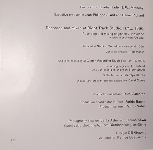 Charlie Haden & Pat Metheny - Beyond The Missouri Sky: (Short Stories) (CD, Album) (Near Mint (NM or M-)) - Image 3