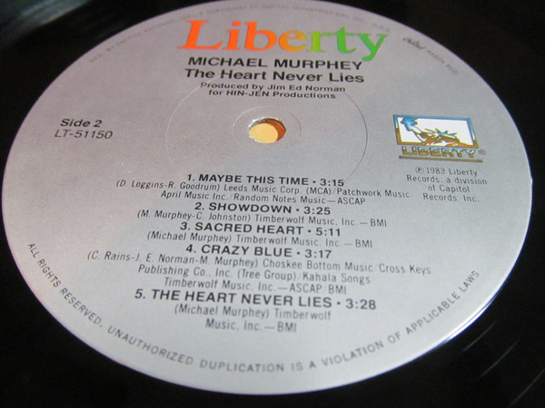 Michael Martin Murphey - The Heart Never Lies (LP, Album, Win) (Mint (M)) - Image 4