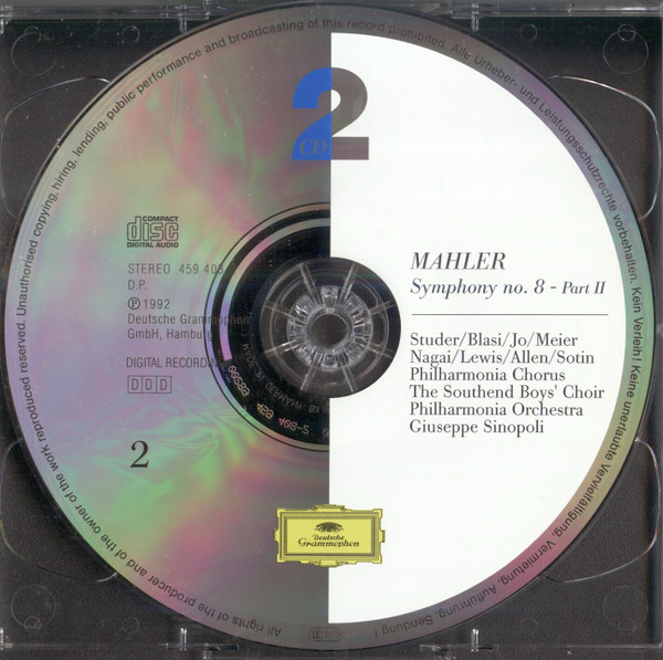 Gustav Mahler - Philharmonia Chorus & Philharmonia Orchestra, Giuseppe Sinopoli - Symphonies Nos. 8 & 10 (2xCD, Comp, RM, Uni) (Near Mint (NM or M-)) - Image 5